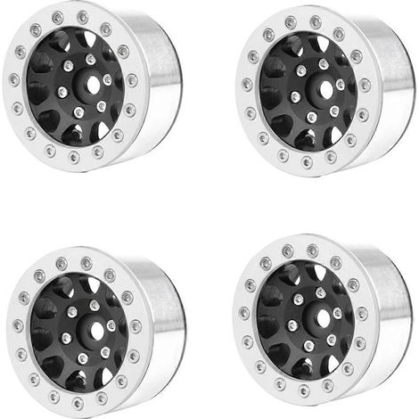 Jante noire et argentée, lot de 4 roues métalliques de 1,55 pouce, accessoires pour voitures miniatures. (1/5)