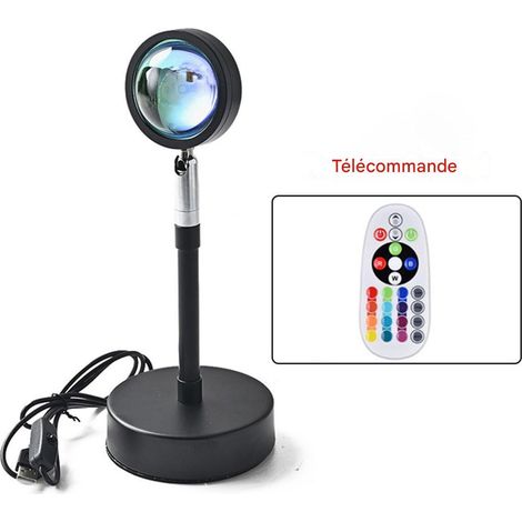 RGB-Sonnenuntergangsprojektionslampe – 16 Farben, Fernbedienung und App-Steuerung, 180°-Drehung, USB, Schwarz – Intelligente Ambientebeleuchtung