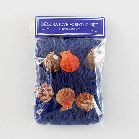 Filet De Pêche - Décoration Murale En Coton - Fond Créatif Pour Style Méditerranéen - Bleu Blanc - 1 Pièce (1/3)