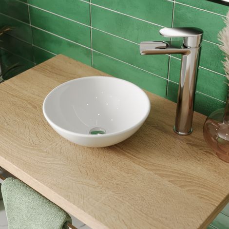 Bathroom Cloakroom Vanity Countertop Wash Basin Sink White Gloss Modern 280x280mm Round