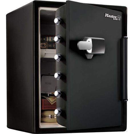 MASTER LOCK Coffre-fort [Ignifuge et Etanche] [XXL 56,6 L] [Combinaison Electronique + Alarme] - LFW205TWC - Pour vos documents d'identité, documents A4, ordinateurs portables, bijoux