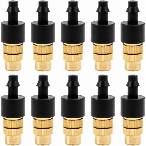 10-Pack Adjustable Misting Nozzles for Garden Sprinkling, Brass Watering Sprayers for Irrigation Systems (1/5)