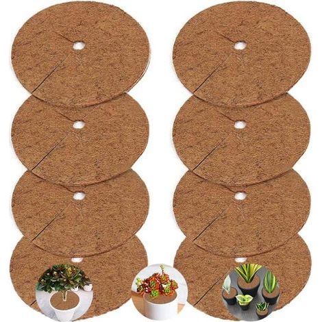 8 Pièces Tapis de Coco Plantes Disque de Paillage Coco Tapis de Paillage en Fibre de Coco Tapis de Désherbage des Plantes Tapis de Protection pour Plantes en Pot Biodégradable 20cm (1/5)