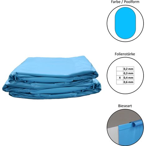 Poolfolie Ersatzfolie Ovalformbecken 623x360x120cm - Dicke 0,4mm - Einhängebiese - blau