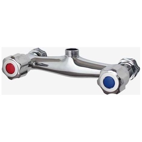 Lntyq Mitigeur de douche de salle de bain, robinet en laiton double sortie chromée, mitigeur thermostatique pour barre de douche, robinet d'eau mural à double contrôle (1/5)