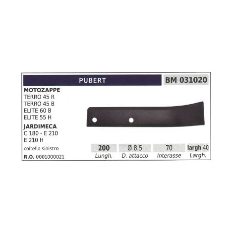 Coltello sinistro fresa per motozappa motocoltivatore TERRO 45R PUBERT