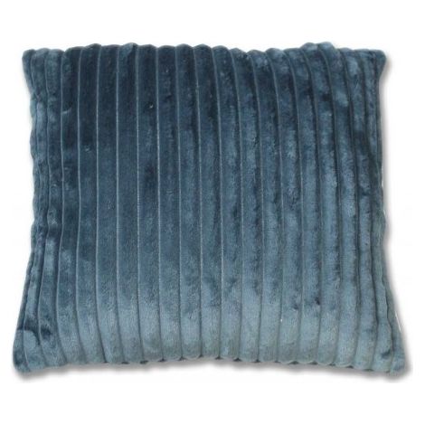 Coussin carré 40 cm bleu en velours côtelé doux - BOREAL (1/2)