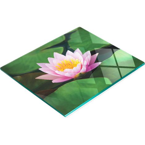 Tagliere da cucina decorativo multifunzionale con finitura in vetro temperato a forma di fiore di loto, 60x52 cm. (1/5)