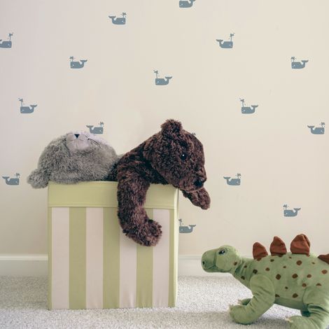 Papier peint intissé Little Whale 1005 x 52cm Blanc cassé, bleu (1/5)