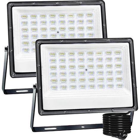 Projecteur extérieur LED, 100W Spot LED Extérieur projecteur led extérieur lot de 2, IP66 étanche 10000LM Projecteur blanc froid, Eclairage Exterieur Projecteur LED pour jardin,cour (1/5)