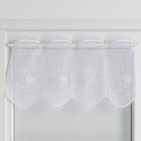 Brise bise brodé de petites fleurs Blanc 90x45 cm