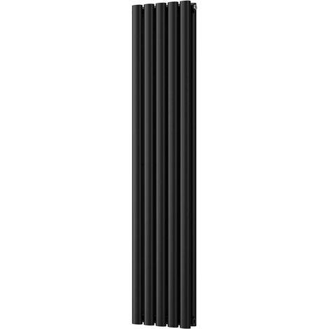 Omeara - Black Vertical Radiator H1400mm x W290mm Double Panel