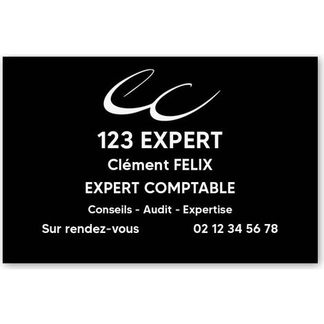 Plaque professionnelle PVC 30x20 Personnalisée avec Logo | Experts Comptables - Noire lettres blanches (1/3)