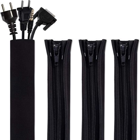 Juego de 4 fundas para cables, 49,5 cm, cierre de cremallera, organizador de cables para TV, ordenador y oficina. (1/5)