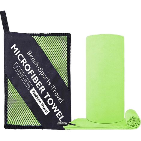 Serviette de sport microfibre séchage rapide 40x80 cm double face ultra absorbante compacte fitness yoga natation voyage vert fluo