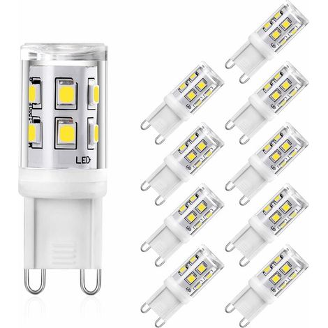 G9 LED 2W Équivalent 20W 25W G9 Halogènes, Blanc Neutre 4000K, Ampoule LED G9 Lampe, CRI 80, 300lm, 360 Degrés Angle, AC 220-240V, Not Dimmable, Lot de 10