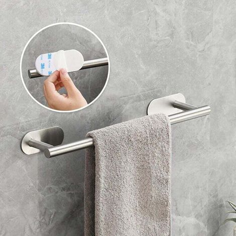 Porte-Serviettes Auto-Adhésif 40 Cm Acier Inoxydable pour Salle de Bain et Cuisine Installation Facile Sans Perçage