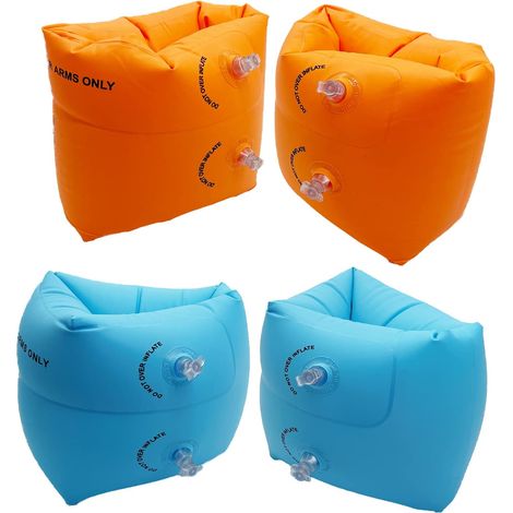 Lot de 2 brassards, tout-petits, brassards et tons râpés pour adultes et adultes de 13,6 à 68 kg (bleu et orange) (1/5)