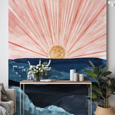 Papier peint panoramique - Soleil Boho - 130 cm x 184 cm (1/4)