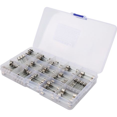 Lot de 150 fusibles en verre 6x30mm 250V protection circuit court-circuit boîte plastique 15 ampérages 0.25A-30A (1/5)