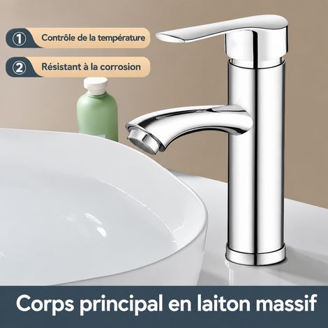 Mitigeur de lavabo de salle de bain 550g avec flexibles 60 cm monotrou eau chaude et froide 550g 60cm 24 × 17 × 5,5 cm 1 kg – Livraison gratuite