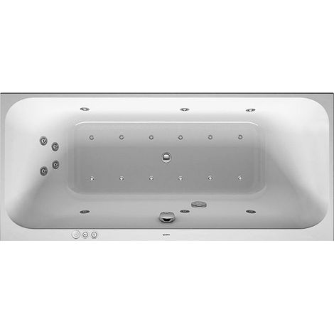 Baignoire Bain à remous rectangulaire HAPPY D.2 180 l 180x80 blanc, 2 dossiers Combi-Syst P