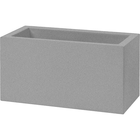 Vaso Rettangolare Indoor e Outdoor Tera Schio Cassa Maxi Smoke 78,5x39 cm in Plastica Grigio