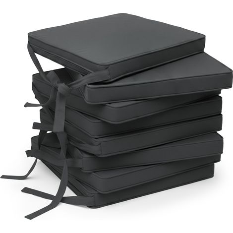 Lot de 8 coussins de chaise Loft SK 45x40cm rubans antidérapants anthracite