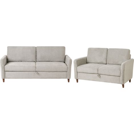 Conjunto de sala de estar moderno de 5 plazas tapizado de tela con reposabrazos sofás 2 y 3 plazas gris Mare