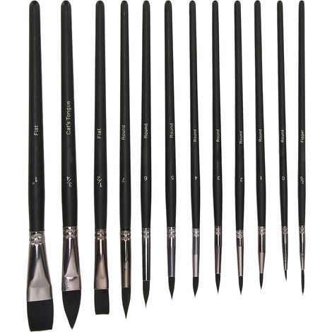 12 Pinceaux en Nylon de Tailles Variées pour Aquarelle et Peinture Acrylique, Manche en Bois pour Artistes (1/5)