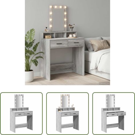 Coiffeuse moderne - Table de Toilette Gris 79 x 41 x 140 cm Bois d'ingénierie (1/5)