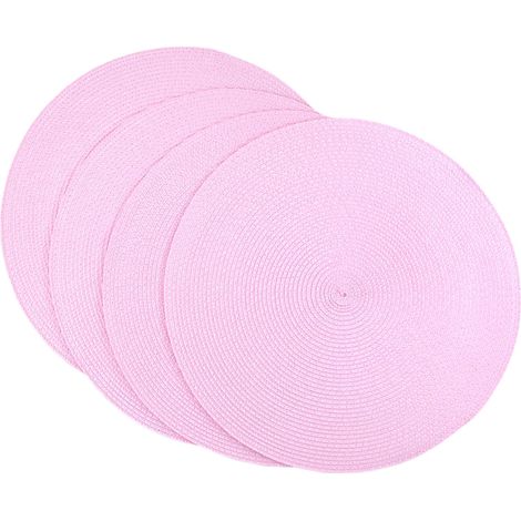 Lot de 4 sets de table en plastique tissé ronds, 38 cm, élégants et pratiques, rose'Rose'Rose'- (1/4)
