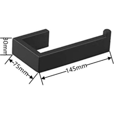 Porte-papier toilette mural, porte-serviettes sans couvercle, acier inoxydable noir mat, 145 x 75 x 30 mm (1/4)