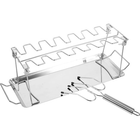 Plateau de cuisson Churrasco en acier inoxydable pour pilons de poulet, accessoire de cuisson extérieur avec fourchette