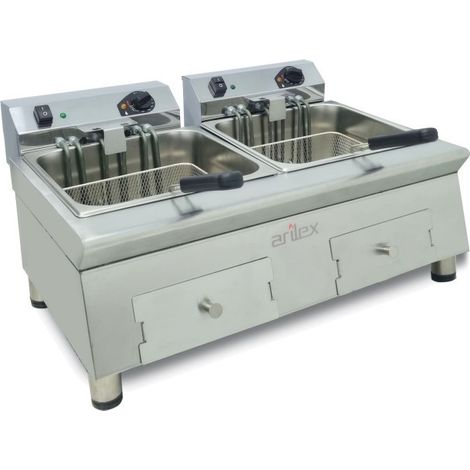 Friteuse électrique - 12+12L - Double cuve - Monophasée - Arilex (1/3)