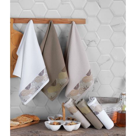 Juego de toallitas Set 100% Algodón Blanco Marrón Beige 340 gr/m² Jacquard