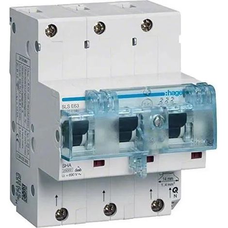 Hager Interruptor Automático Miniatura 3 polos 63A montaje en carril DIN