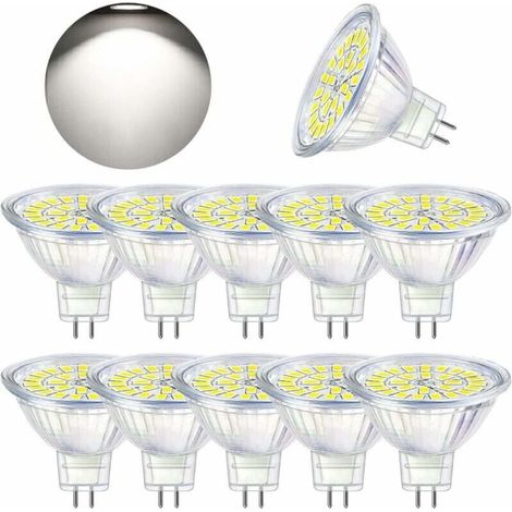 Ampoules LED GU5.3, lumière blanche froide 6000K, LED MR16, 12V 5W (équivalent à une ampoule halogène de 50W), ampoules projecteurs LED non dimmables, paquet de 10 (1/5)
