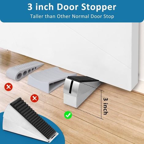 Tope de puerta de acero inoxidable de alta resistencia y goma de seguridad con resorte ajustable para puertas pesadas. (1/5)