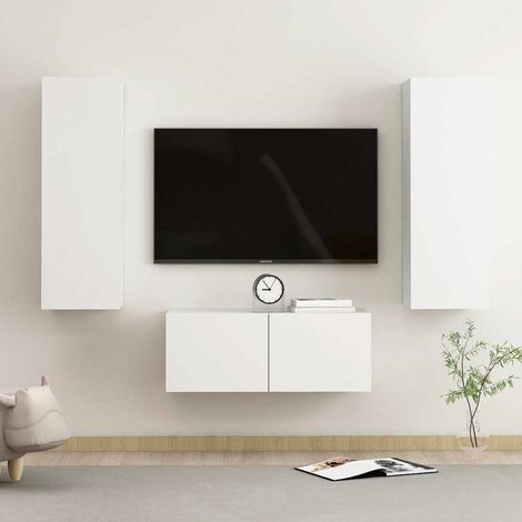 vidaXL Set de muebles de salón TV 3 piezas madera de ingeniería blanco (1/5)