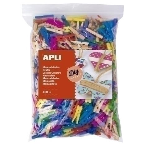 PINZAS APLI MADERA COLORES B/450