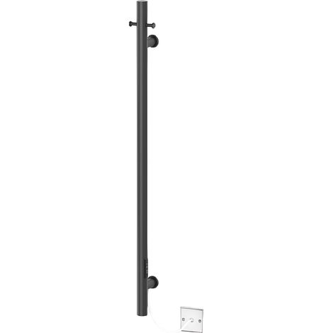 Tain Dry Electric Robe, Towel & Coat Warmer Black Stainless Steel 1100mm Height x 38mm Diameter