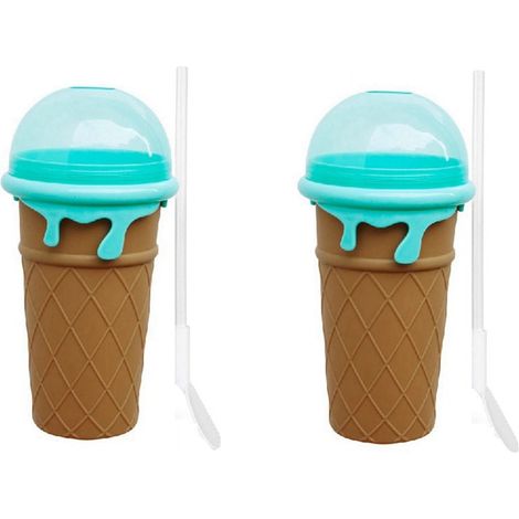 JANMIR-Gobelet à smoothie de 500 ml, idéal pour les milkshakes d'été, avec couvercle et paille pour préparer vos propres smoothies, et congélateur rapide. (1/5)
