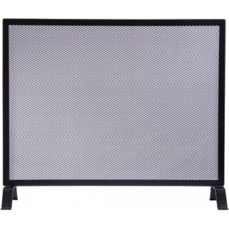 Grille de Protection pour cheminée, Grille Pare-feu modèle économique en Fer forgé coloris Noir - Hauteur 55 x Longueur 66,5 cm
