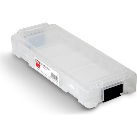 L-BOXX Micro, empilable et encliquetable avec le système L-BOXX, divisible en jusqu'à 8 compartiments, rangement clair pour chevilles et vis, transparent, 1 pièce, 094900805 (1/5)
