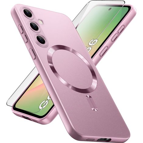 Coque pour Samsung Galaxy A56 5G, ColorMag, compatible MagSafe, rose + verre trempé 9H (1/5)