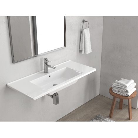 Lavabo suspendu ETNA rectangulaire 100x45x16,5 cm en porcelaine (1/3)