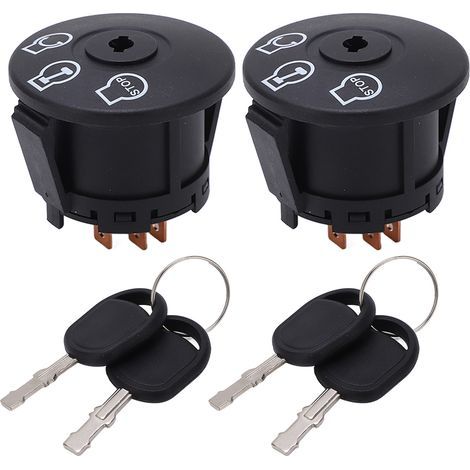 1 Paire D'interrupteurs D'allumage avec 4 Clés, KIMISS 725 0 4228 Commutateur de Tête D'allumage de Moteur de Remplacement Antirouille pour Tracteur de Pelouse Cub Cadet RZT50. (1/5)