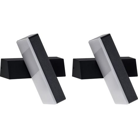 Set of 2 Outdoor Wall LED Light Lamps Black Aluminium External Modern Design Garden Patio TEILAN (1/5)