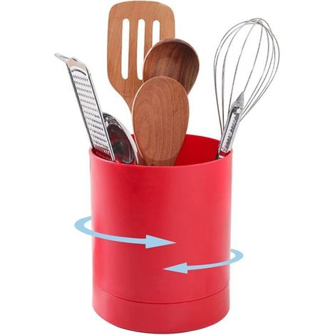 Ecleanfy - Organisateur de couverts avec un support rotatif, adapté aux cuillères et fourchettes (blanc). (1/5)
